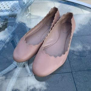 Chloe Lauren Scalloped Leather Ballet Flats 36.5